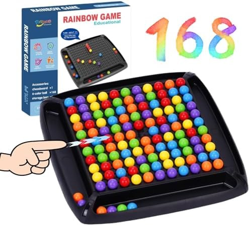 Gencokok 168Pcs Intellectual Chessboard, Fun Family Marble Strategy Game, Intellectual Chess Board Game Adults, Fun Table Top Chess Game 2-4 Players