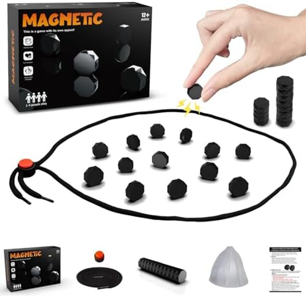 Gigglegear Magnetic Chess Set With 20 Plastic Magnet Stones, Puzzle Strategy Chess Board Game For Adults, Party Travel Chess Family Halloween Fun Tabletop Multiplayer Game