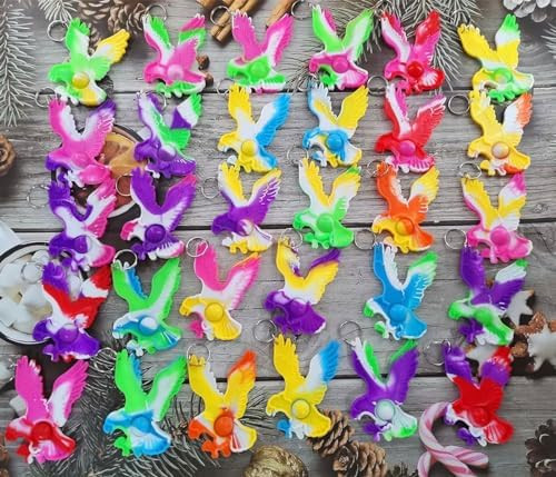 Goodangie00 30 Packs Eagle Fly Mini Pop Bubble Fidget Keychain Decor For Party Favors, Goodie Bag Stuffers Christmas Valentine s, Classroom Student Prize