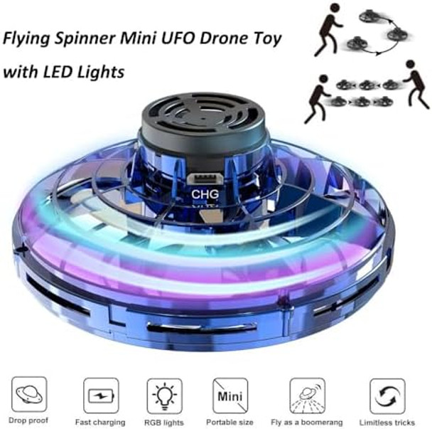 Goolrc Flying Spinner Mini Ufo Drone Flying Fidget Spinner Hover Boomerang Fidget Spinner Hand Controlled Mini Drone For Teens Adults Indoor Outdoor Flying Toy