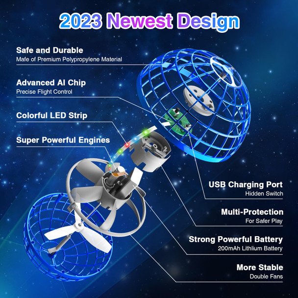 Hallyona Flying Orb, Spinner Toy - Hand Controlled Hover Ball, Fidget Spinner Stress Ball - Cool s For 6-10+ Year Old Boys & Girls - Indoor/Outdoor