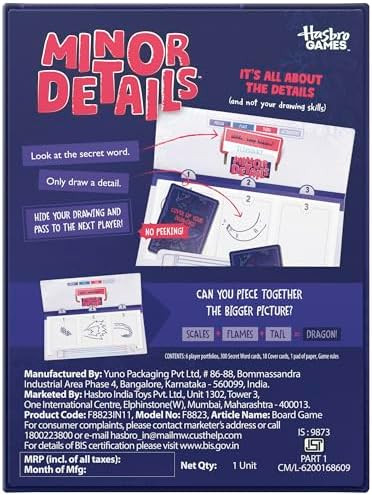 Hasbro Gaming Minor Details Board Game A Party Game For People Who Can’T Draw (Much) Ages 13+ 3-6 Players 20 Mins. Fun Drawing Games For Adults And Teens