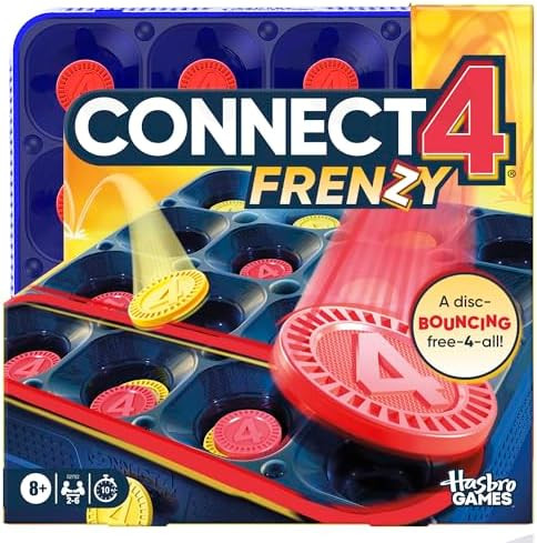 Hasbro Gaming Connect 4 Frenzy Game Bounce Discs 4 The Win Family Party Games For Kids, Teens, And Adults Ages 8+ 2 To 6 Players 10 Mins. Portable Games