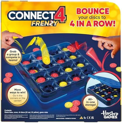 Hasbro Gaming Connect 4 Frenzy Game Bounce Discs 4 The Win Family Party Games For Kids, Teens, And Adults Ages 8+ 2 To 6 Players 10 Mins. Portable Games
