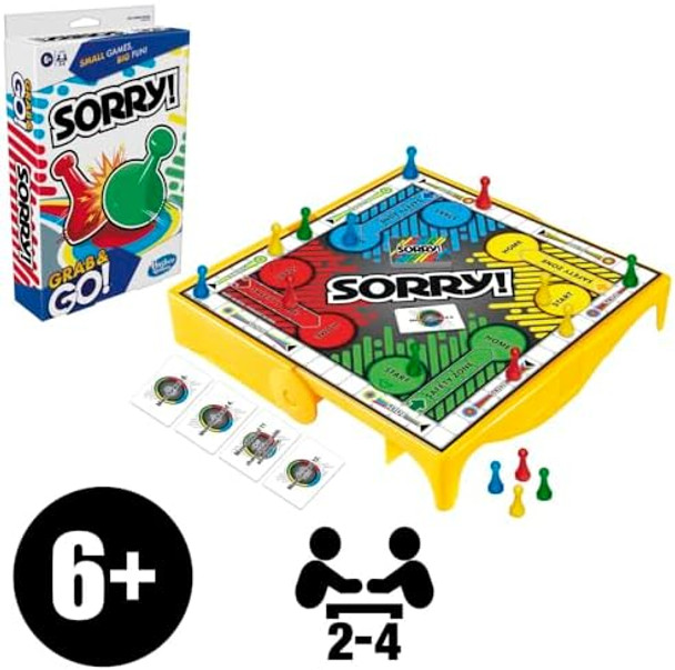 Hasbro Gaming Sorry Grab And Go Travel-Sized Board Game