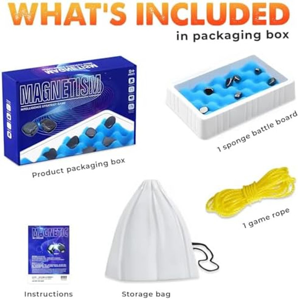 Himus Magnetic Chess Game, 20 Stones, Spone Board, Strings & Storage Bag Portable Multiplayer Strategy Board Game, Fun Family Night Travel Puzzle