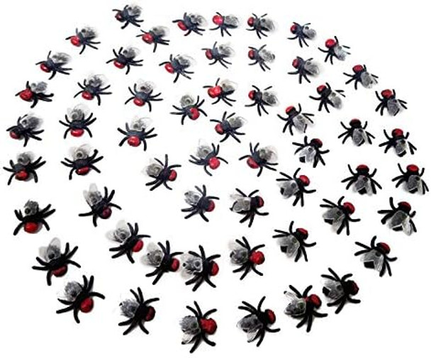 Honbay Honbay 60Pcs Plastic Fake Flies Prank Fly Bugs Simulated Insect Toys Joke s For April Fool Halloween Party Supplies (0.6")