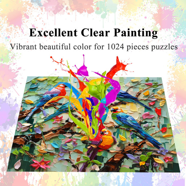 Huadada Huadada Jigsaw Puzzles For Adults 1024 Pieces, 3D Bird Letter On Back Interlock Perfectly No Dust, Home Decors Family Challenge Toys For Men Women Elders Seniors (19.6"X19.6"), 1:1 Poster