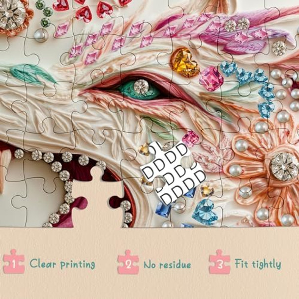 Ideabazar 3D Crystal Wolf Puzzles For Adults 1000 Pieces, Colorful Jewel Animals Jigsaw Puzzles, Beautiful Diamond Flower Fantasy Puzzle