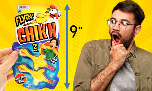 Ja-Ru Flyin' Chik'N Rubber Chicken Slingshot (1 Pack 2 Units) . Flying Sling Shot Chicken. Slinger Toy For Kids And Adults. Easter Party Favors Stocking Stuffer Pack Fun Toys For Bags 426-1A