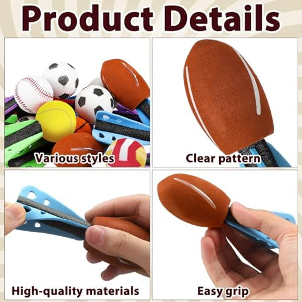 Jellyarch 36 Pcs Mini Foam Sports Ball Rocket Launcher Party Favors Fun Flying Baseball Soccer Football Basketball Tennis Volleyball Foam Rocket For Basket Stuffers s Party Favor