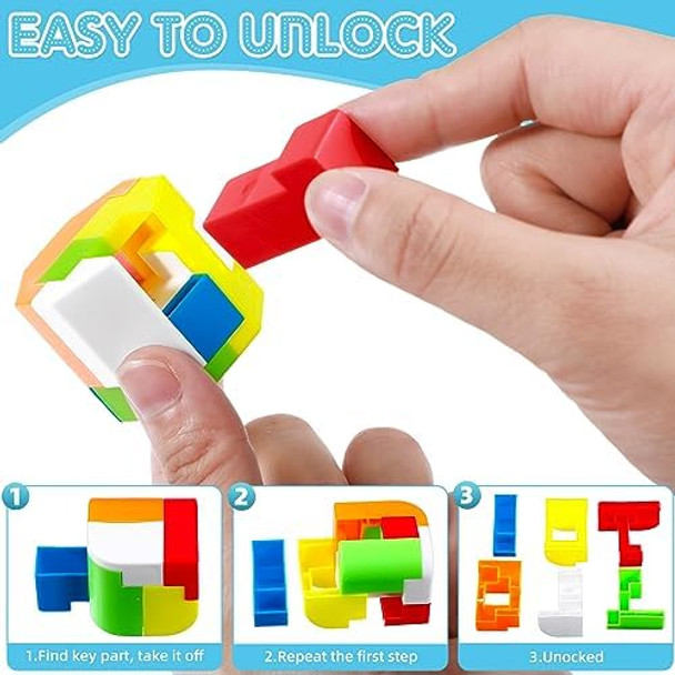 Jenaai 36 Pcs Brain Teaser Puzzles For Kids 3D Plastic Sphere Puzzle Chain Mind Game Puzzles For Boys Girls Holiday Christmas Challenge Game Party Favors