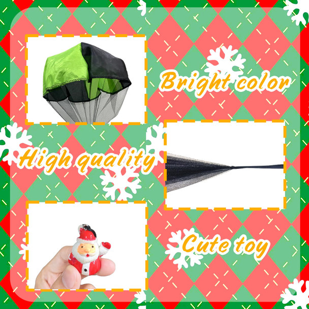 Jgalnim 6 Pcs Christmas Parachute Toy,Tangle Outdoor Flying Parachute Santa,Gingle Bell,Hand Throw Flying Toys For Christmas Day,Filling Stocking Stuffer ,Kids,Present s,Party Favors(6Colors 6Styles)