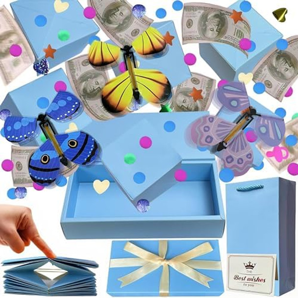 Jinstabag Surprise Box Set: Diy Explosion Box With Butterfly, Luxury Box For Birthday, Anniversary, Graduation, Valentine (Blue) Jinstabag Surprise Box Set: Diy Explosion Box With Butterfly, Luxury Box For Birthday, Anniversary, Graduation, Valentine (Blue)