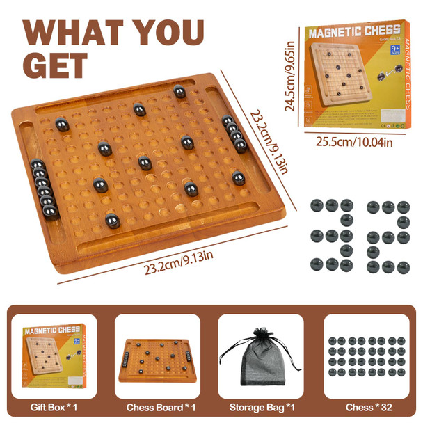 Jusmss Magnetic Chess Game With Stones 32 Pcs Magnetic Balls, Fun Board Games For 2-4 Players, Perfect For Family Game Night And Giving