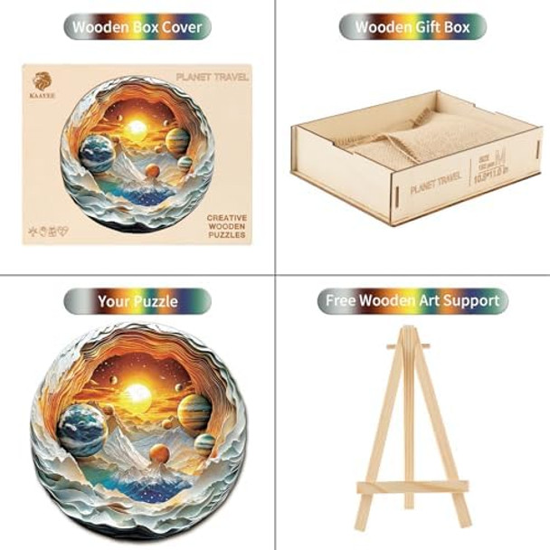 Kaayeewood Puzzles For Adults 192 Pices, 3D Solar System Planet Wooden Jigsaw Puzzle, Flat Puzzels With 3D Visual Effect, Solar System Planet Irregular Jigsaw Puzzles, Finished Puzzle Size Is 11 X 10.8In
