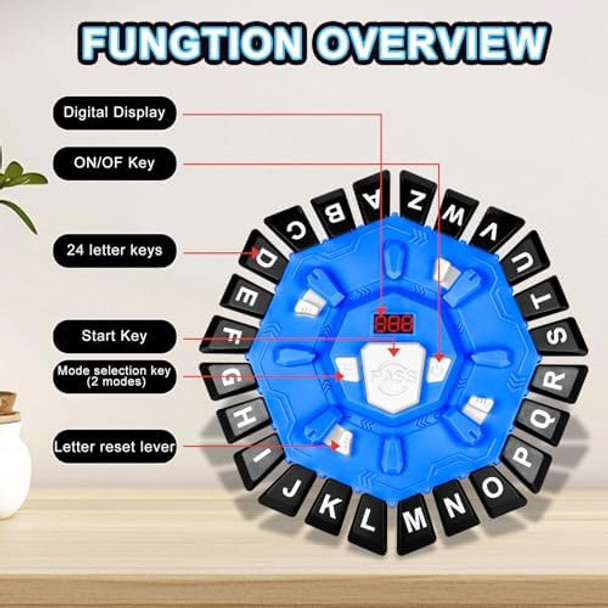 Kimpok Word Game For Families, Fun Party & Learning Board Game For Kids & Adults, Fast-Paced 24 Letter Press Game With Lcd Timer, 35 Cards, 2 Game Modes, Birthday