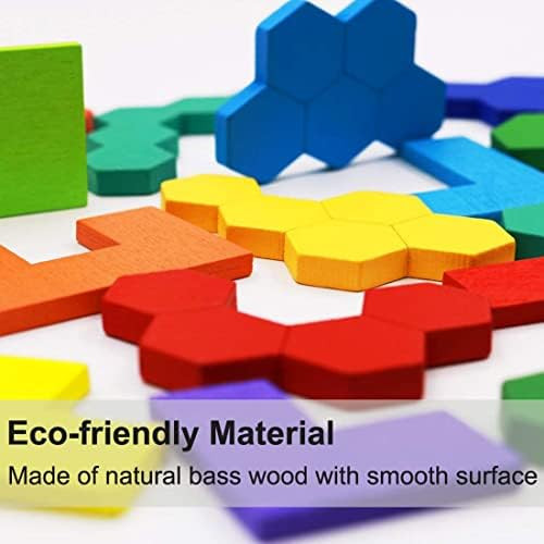 Kiouposy 2 Pack Wooden Russian Blocks Puzzle + Hexagon Puzzles For Kids & Adults, Wooden Block Puzzle Intelligence Brain Teasers Toy Logic Game Stem Educational For Children