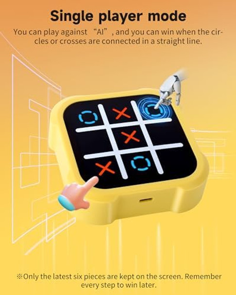 Kocyare Tic Tac Toe Bolt Game, Electronic 4-In-1 Handheld Puzzle Game Console, Portable Infinite Tictactoe Travel Game For Educational And Memory Growth， Family, Toys Board Games For Kids And Adults