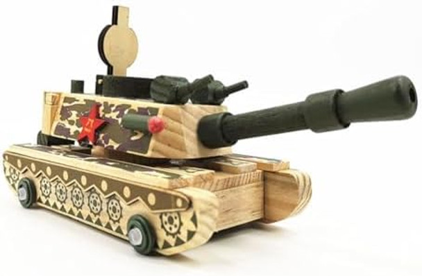 Leheybia 1 Pcs Wooden Camouflage Tank Model Tank Toy Ww2 Model Kits 3D Puzzle Colorful Tank Wooden Model Toy For Adult
