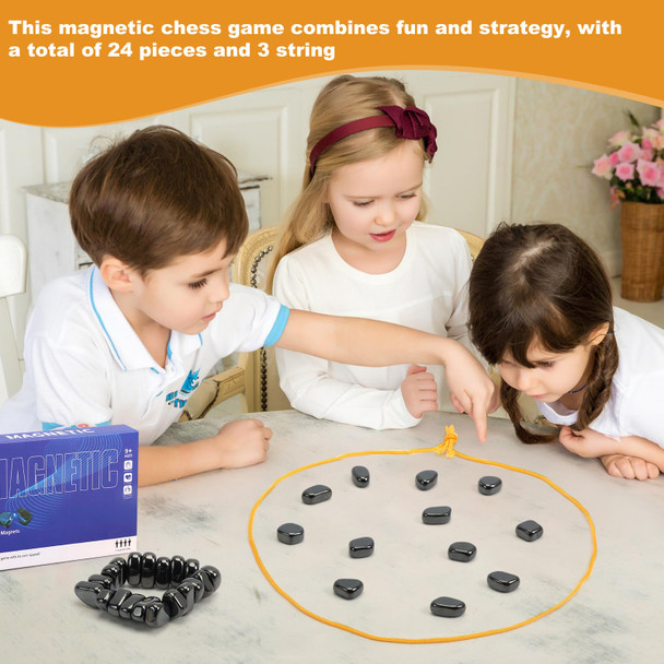 Lhroze Magnetic Chess Game,24 Stones, 3 String & Portable Storage Bag, Strategy Board Game For Family Night, Use For Kids Adults (Age 9+)