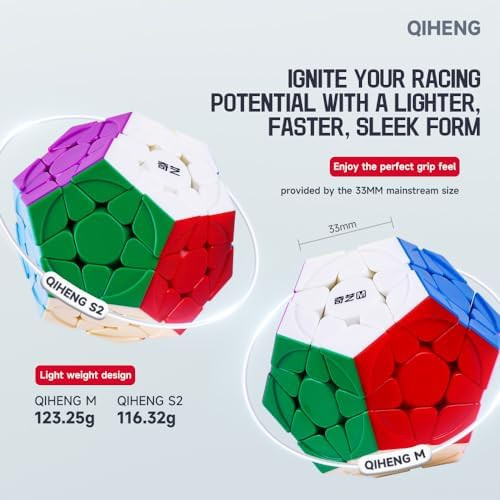 Liangcuber Qy Toys Qiheng V2 M Magnetic Megamin Cube 3X3- Magnetic Version, Stickerless Pentagonal Dodecahedron Design, High-Speed Performance For Megamin Enthusiasts