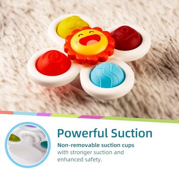 Likee Strong Suction Cup Fidget Rotating Sensory Bath Toys For Baby, Airplane Car Travel Table & Window Toys For Toddler Boys And Girls, 6+ Months