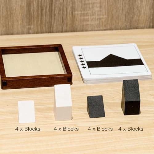 Lingle Wooden Blocks Puzzle Game - 80 Brain Challenges With Solid Wood Box & Deluxe Black And White Pieces, 3D Logic & Spatial Thinking Tabletop Toy, Perfect For Family Fun & Creative s