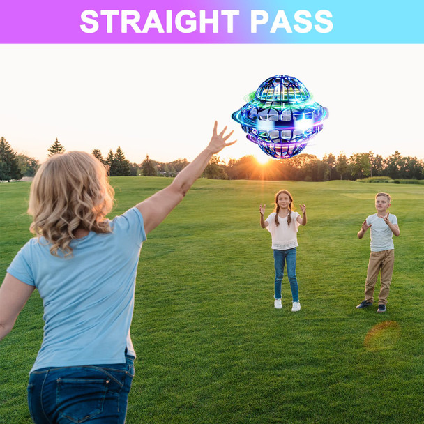 Litrevy Flying Orb Galaxy Ball d Toy, Boomerang Hover Mini Drone Hand Controlled, Galactic Fidget Spinner Ufo With Led Light, Birthday Party s For Boys Girls Adults (Blue)