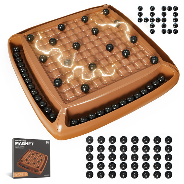 Llessoo Magnetic Games Chess, Magnet Game Board Games For Kids And Adults, Magnet Chess Set Family Games Ideal For Family And Friend Game Night, 2-4 Players (Brown)
