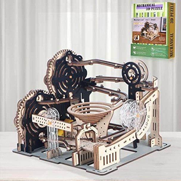 Lokeisna 3D Wooden Puzzles For Adults，Electric Automatic Wooden Marble Run Model Building Kits, 3D Puzzles For Adults &Teens s, Mechanical Mrble Roller Coaster s For Birthday,Holiday