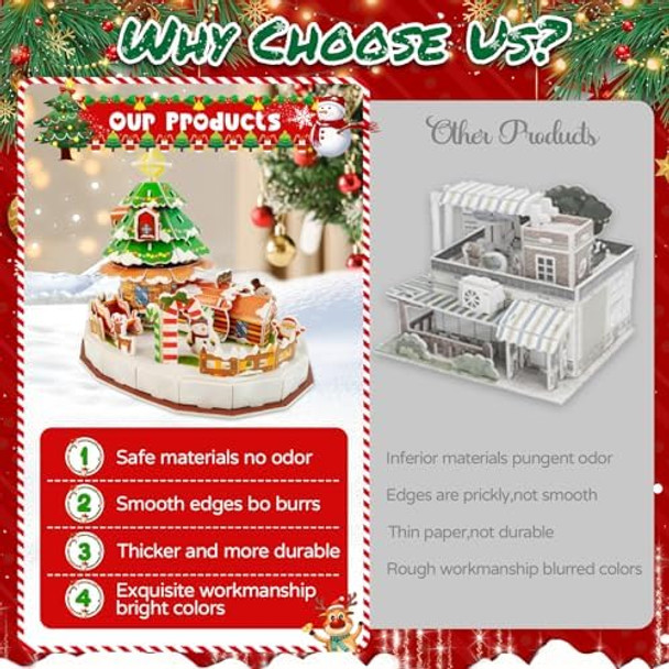 Losfpvr Christmas Puzzle For Kids,115 Pieces 3D Puzzles For Boys And Girls With Santa Claus, Snowman, Castle,Train,s Christmas Stocking Stuffers