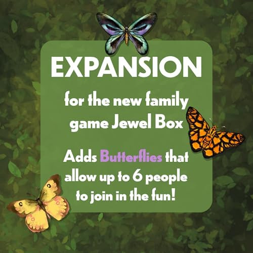 Lovemore Games Jewel Box Fluttering Expedition - 6 Player Expansion To The Tile Placement Board Game Jewel Box - Includes 30 Unique Butterflies