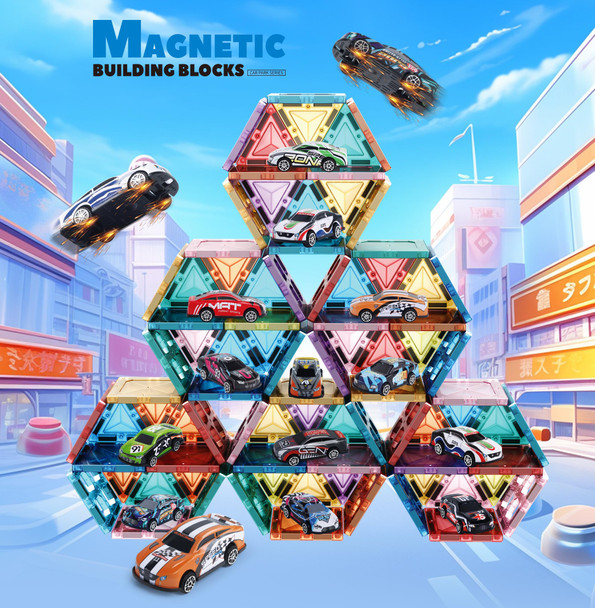 Lreyrous Magnetic Building Block Set, Construction Toys For Kids, Assorted Colors Magnetic Tiles 3D Magnetic Blocks Educational Toys 66 Pcs For Kids Age 3+ Toy Cars