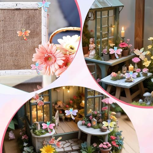 Lusofie 120 Pcs Mini Resin Dragonflies Figurine, Colorful Tiny Dragonfly Mini Dragonfly Decor, Micro Miniature Dragonflies Tiny Resin Animals For Dollhouse Fairy Garden Micro Landscaping Decoration