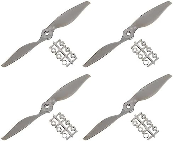 Meccanixity 8X6 Propeller Rc Propellers 2 Vane Blades Props Grey With Adapter Rings For Electric Airplane Aircraft, Pack Of 4
