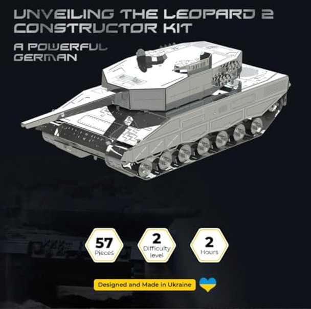 Metal-Time Model Leopard 2, 3D Puzzles For Adults Or Teens, Diy Metal Puzzle Model Kit, 3D Metal Model Brain Teaser Puzzle - Great Idea, 57 Pcs.