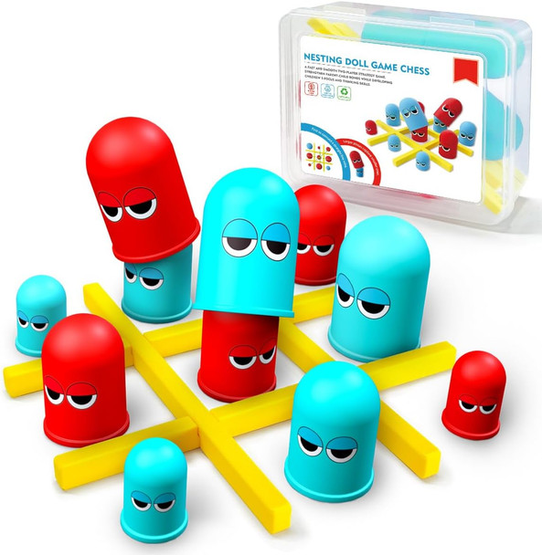 Mini Block Craft Strategic Board Game, Cute Nesting Doll Strategy Head To Head Games For Kids 3+ Entertainment Family Game Night Party Game s For Birthday Back To School Halloween Christmas