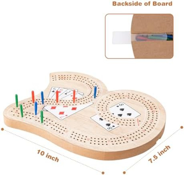 Mnyun Wooden Cribbage Board Game Set - Complete Cribbage Kit For 2-4 Players