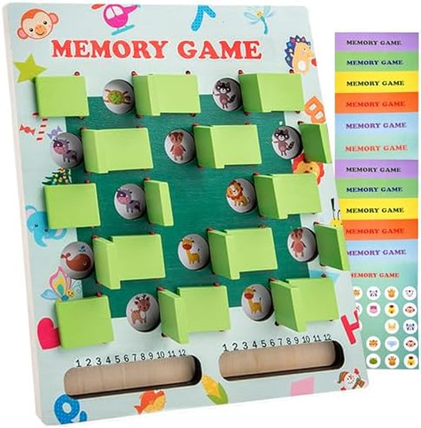 Mubake Matching Memory Game For Kids Age 3 4 5 6 7 8 Year Old, Wooden Board Game Travel Toys For Boys Girls, Fun Road Trip Essentials/Airplane Activity/Camping Game,Toddler Christmas Birthday s