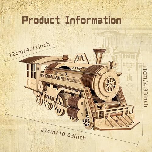 Nautydaddy 3D Wooden Puzzle Steam Train Set, Model Car Kit To Build, Brain Teaser, Stress Relief Toy