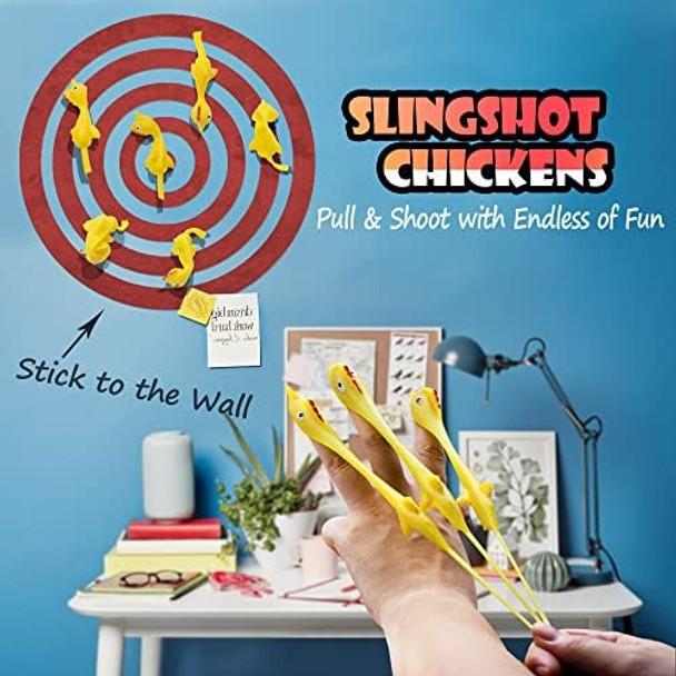 Novelty Place Novelty Place 10 Pcs Slingshot Chicken Flying Finger Toys - Stretchy Rubber Flick Chicks Shooting Game For Kids - Stress Relieve Fidget Toy, Party Favors & Easter