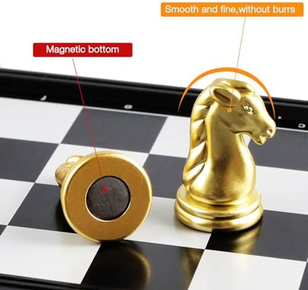 Oumoda 5'' Mini 3 In 1 Chess Checkers Backgammon Set Magnetic Folding Travel Chess Board With Instructions 2 Players For Kids And Adults