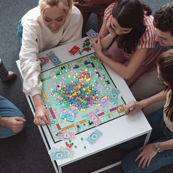 Poen 500 Pieces Mini Dice With Portable Plastic Box Casino Game 6 Sided Small Dice, 5Mm Bulk Tiny Colored For Casino Night Parties Board Games Early Elementary Math Learning(Multicolored)