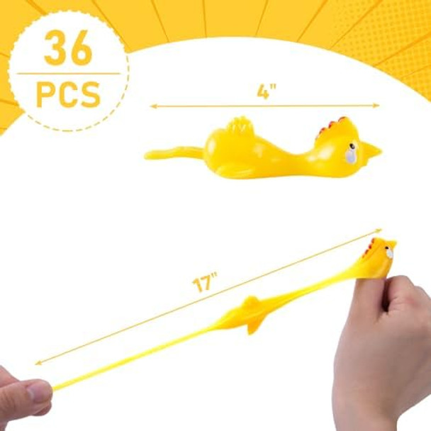 Poplay 36Pcs Rubber Chicken Slingshot Finger Toys Party Favors For Kids, Funny Stretchy Prank Gag Toys For Goodie Bags Classroom Prizes Party Birthday