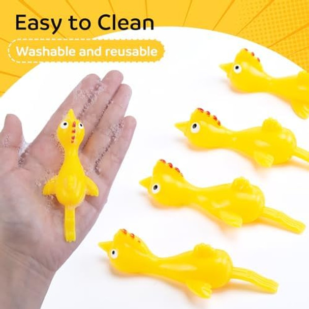 Poplay 36Pcs Rubber Chicken Slingshot Finger Toys Party Favors For Kids, Funny Stretchy Prank Gag Toys For Goodie Bags Classroom Prizes Party Birthday