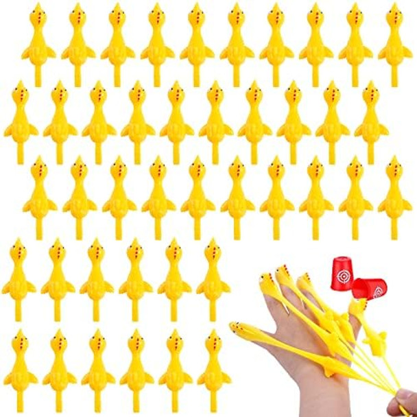 Poplay 42Pcs Flying Chicken Slingshot, Party Favors Treasure Box Toys For Classroom, Flicking Rubber Chickens Funny Gag For Kids & Adults, Novelty Classroom Exchange s
