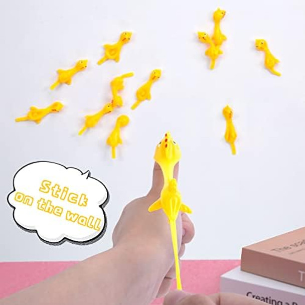 Poplay 42Pcs Flying Chicken Slingshot, Party Favors Treasure Box Toys For Classroom, Flicking Rubber Chickens Funny Gag For Kids & Adults, Novelty Classroom Exchange s