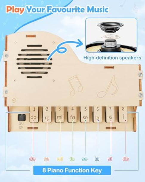 Poraxy Stem Toys For Girls Age 8-12, Playable Piano,Wooden 3D Puzzles Craft Kits For Girls Ages 8 9 10 11 13 14 15 16, Science Kits For Kids 12-14 Christmas Birthday s For Girl Boy Teen