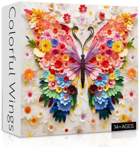Ppuzzling Butterfly Puzzles For Adults 1000 Pieces, Challenging Colorful Flower Butterflies Puzzles With Paper Art, Difficult Animal Plant Jigsaw Puzzles For Adults